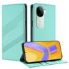 Per vivo V40e 5G India / iQOO Z9s 5G Custodia per telefono in pelle retrò con portafoglio multifunzionale in rilievo (verde menta)
