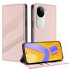 Per vivo V40e 5G India / iQOO Z9s 5G Custodia per telefono in pelle retrò con portafoglio multifunzionale in rilievo (rosa)