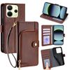Per Redmi Note 14 4G 163,25 mm Custodia in pelle con cerniera (marrone)