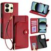 Per Redmi Note 14 4G 163,25 mm Custodia in pelle con cerniera (rosso)