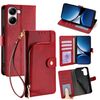 Per Redmi Turbo 4 Custodia in pelle con cerniera (rosso)