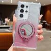 Per Samsung Galaxy S22 Ultra Mirror Holder Glitter MagSafe Custodia per telefono (rosa)