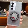 Per Samsung Galaxy S24+ / S25+ Mirror Holder Glitter MagSafe Custodia per telefono (nero)