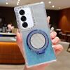 Per Samsung Galaxy S24 / S25 Mirror Holder Glitterr MagSafe Custodia per telefono (blu)
