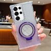 Per Samsung Galaxy S24 Ultra / S25 Ultra Mirror Holder Glitter MagSafe Custodia per telefono (viola)