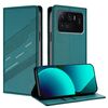 Per Xiaomi Mi 11 Ultra Custodia per telefono in pelle retrò multifunzionale con portafoglio in rilievo (verde scuro)