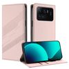Per Xiaomi Mi 11 Ultra Custodia per telefono in pelle retrò multifunzionale in rilievo (rosa)
