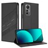 Per Xiaomi 12 Lite Custodia per telefono in pelle retrò con portafoglio multifunzionale in rilievo (nero)