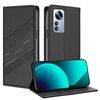 Per Xiaomi 12 Pro / 12S Pro Custodia per telefono in pelle retrò con portafoglio multifunzionale in rilievo (nero)