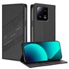 Per Xiaomi 13 Pro 5G Custodia per telefono in pelle retrò con portafoglio multifunzionale in rilievo (nero)