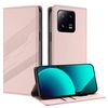 Per Xiaomi 13 Pro 5G Custodia per telefono in pelle retrò con portafoglio multifunzionale in rilievo (rosa)