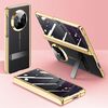Per Huawei Mate X5 Custodia per telefono con cerniera e supporto pieghevole in pelle con texture galvanica per la privacy integrata (nero)