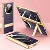 Per Huawei Mate X5 Custodia per telefono con cerniera e supporto pieghevole in pelle galvanica integrata per la privacy (viola)