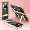 Per Huawei Mate X5 Custodia per telefono con cerniera e supporto pieghevole in pelle con texture galvanica per la privacy integrata (verde)