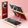 Per Huawei Mate X5 Custodia per telefono con cerniera e supporto pieghevole in pelle con texture galvanica per la privacy integrata (rosso)