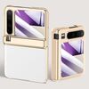 Per Huawei Pura X Custodia per telefono con cerniera in pelle con trama galvanica integrata (bianca)