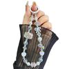 Catena per cellulare con perline a forma di gattino a doppio strato in lega (bianca)