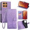 Per Motorola Moto G15 / G15 Power Custodia in pelle goffrata con motivo albero e cervo (viola)