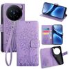Per vivo X200 Pro 5G Custodia in pelle goffrata con motivo albero e cervo (viola)