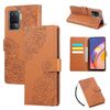 Custodia in pelle con 3 slot per carte di credito e motivo a fiori di rosa per OPPO A94 4G / F19 Pro (marrone)