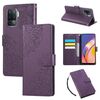 Custodia in pelle con 3 slot per carte di credito e motivo a fiori di rosa per OPPO A94 4G / F19 Pro (viola scuro)