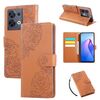 Custodia in pelle con 3 slot per carte di credito e motivo a fiori di rosa per OPPO Reno8 5G (marrone)