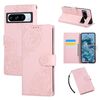 Per Google Pixel 8 Pro Custodia in pelle con 3 slot per carte e motivo a fiori rosa in rilievo (rosa)