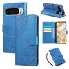 Per Google Pixel 9 / 9 Pro Custodia in pelle con 3 slot per carte e motivo a fiori di rosa (blu)