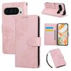Per Google Pixel 9 / 9 Pro Custodia in pelle con 3 slot per carte e motivo a fiori di rosa (rosa)