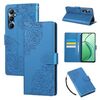 Custodia in pelle con 3 slot per carte di credito e motivo a rose in rilievo per Realme C65 4G (blu)