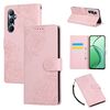 Custodia in pelle con 3 slot per carte di credito e motivo a fiori di rosa per Realme C65 4G (rosa)