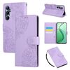 Custodia in pelle con 3 slot per carte di credito e motivo a rose in rilievo per Realme C65 4G (viola)