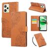 Custodia in pelle con 3 slot per carte di credito e motivo a rose in rilievo per Realme C35 4G (marrone)