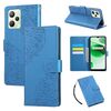Custodia in pelle con 3 slot per carte di credito e motivo a rose in rilievo per Realme C35 4G (blu)