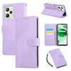 Custodia in pelle con 3 slot per carte di credito e motivo a rose in rilievo per Realme C35 4G (viola)