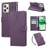 Custodia in pelle con 3 slot per carte di credito e motivo a rose in rilievo per Realme C35 4G (viola scuro)