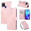 Custodia in pelle con 3 slot per carte di credito e motivo a fiori di rosa per Realme C25 / C12 / C15 (rosa)