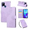 Custodia in pelle con 3 slot per carte di credito e motivo a fiori di rosa per Realme C25 / C12 / C15 (viola)