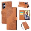 Custodia in pelle con 3 slot per carte di credito e motivo a fiori di rosa per Realme C55 (marrone)