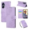 Custodia in pelle con 3 slot per carte di credito e motivo a fiori di rosa per Realme C55 (viola)