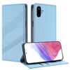 Per Samsung Galaxy F06 5G / M06 5G Custodia per telefono in pelle retrò con portafoglio multifunzionale in rilievo (azzurro chiaro)