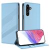 Per Samsung Galaxy F16 5G / M16 5G Custodia per telefono in pelle retrò con portafoglio multifunzionale in rilievo (azzurro chiaro)