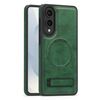Per Samsung Galaxy S25 Edge 5G Custodia per telefono con supporto multifunzione MagSafe PU (verde)
