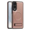 Per Samsung Galaxy S25 Edge 5G Custodia per telefono con supporto multifunzione MagSafe PU (oro rosa)