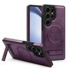 Per Samsung Galaxy S24 Ultra 5G Custodia per telefono con supporto multifunzione MagSafe PU (viola scuro)