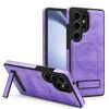 Per Samsung Galaxy S24 Ultra 5G Custodia per telefono con supporto multifunzione MagSafe PU (viola chiaro)