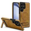 Per Samsung Galaxy S24 Ultra 5G Custodia per telefono PU con supporto multifunzione MagSafe (marrone)