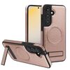 Per Samsung Galaxy S24 5G Custodia per telefono con supporto multifunzione MagSafe PU (oro rosa)