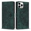 Per iPhone 15 Pro Custodia per telefono in pelle smerigliata retrò con motivo mandala in rilievo (verde)