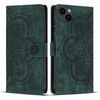 Per iPhone 14/13 Custodia per telefono in pelle smerigliata retrò con motivo mandala in rilievo (verde)